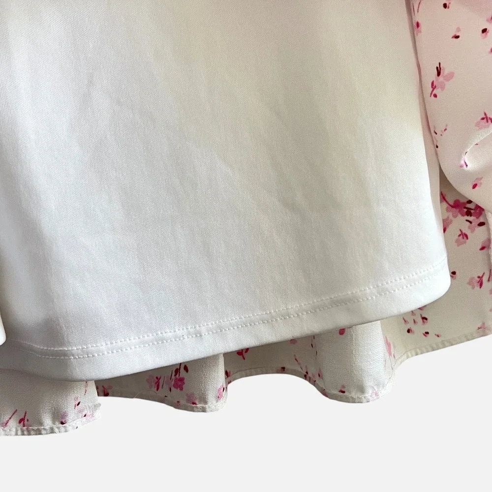 GB Girls Size 6X White Pink Floral Tiered Dress Sleeveless Lined Party